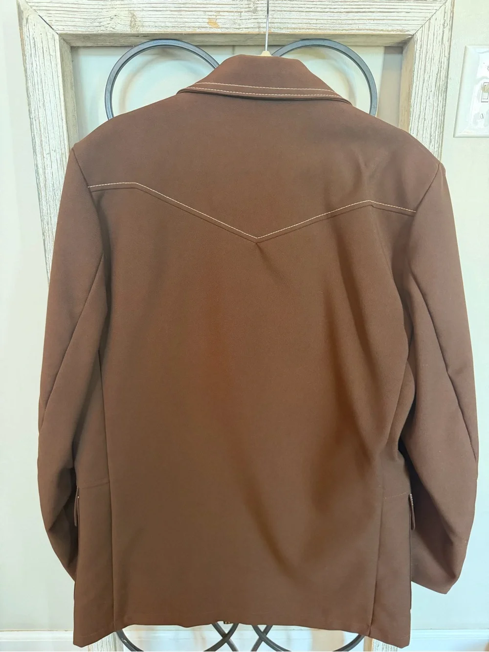 Vintage 70s Sears Sportswear Brown Western‎ Leisure Jacket Contrast Stitch 40
